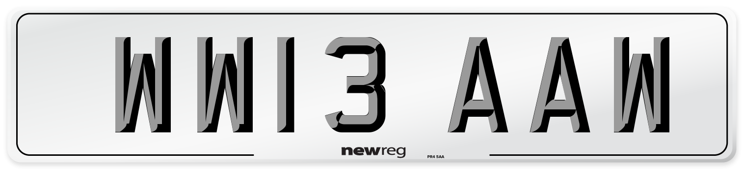 WW13 AAW Number Plate from New Reg